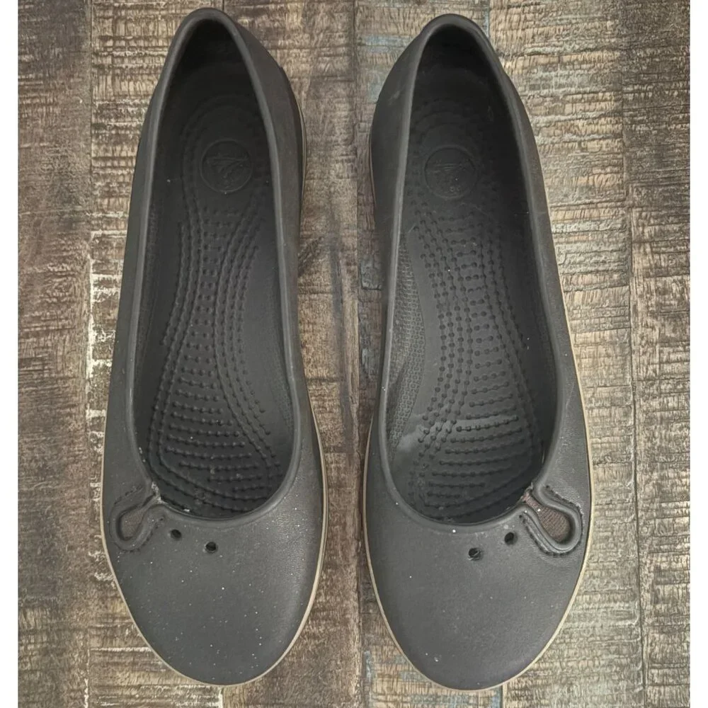Ladies Crocs Flat Ballerina Crocband Slip-On Casual Flats Brown Size 6 - Picture 2 of 10